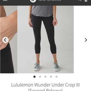 Lululemon Wunder Under Crop III (Second Release) Black NWT size 2